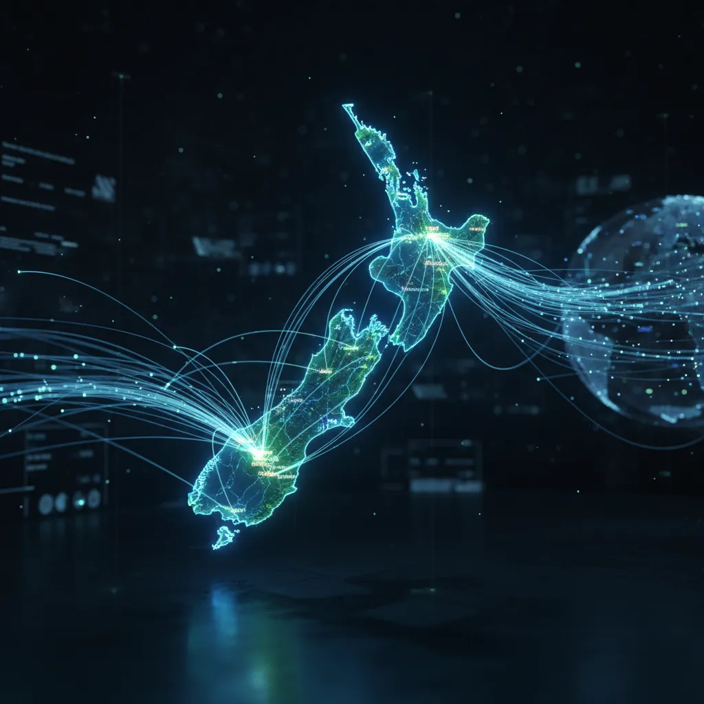 New Zealand digital connectivity map showing global investment links