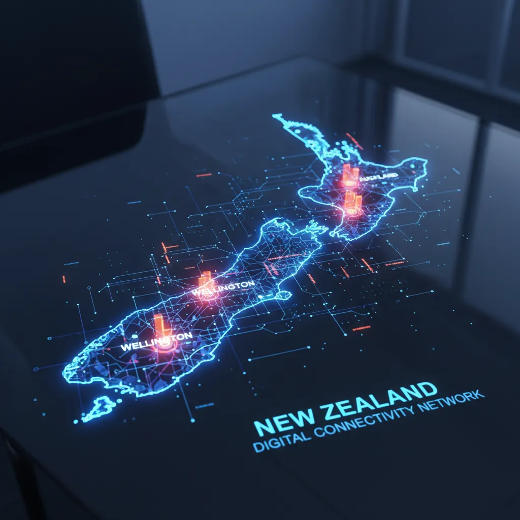 Digital map of New Zealand highlighting premium industry domain networks
