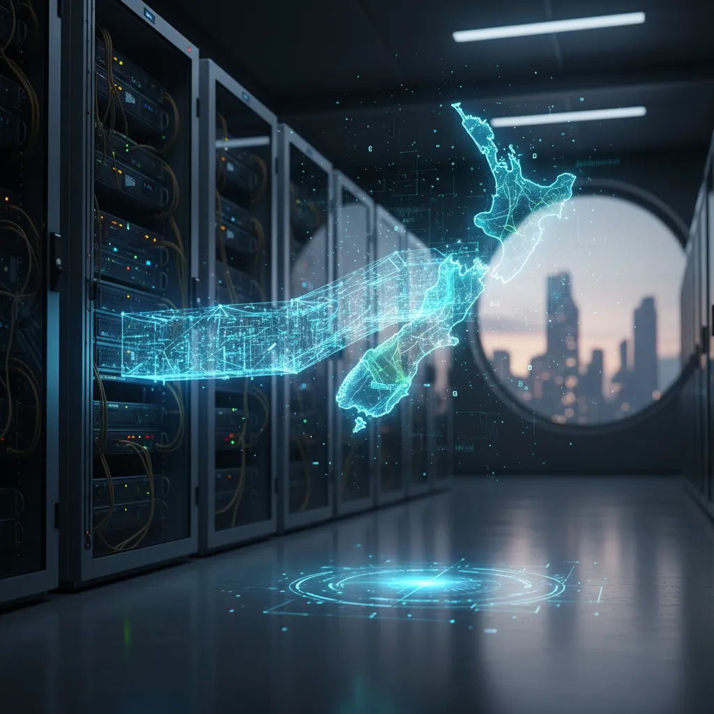 Digital bridge connecting server infrastructure to New Zealand map