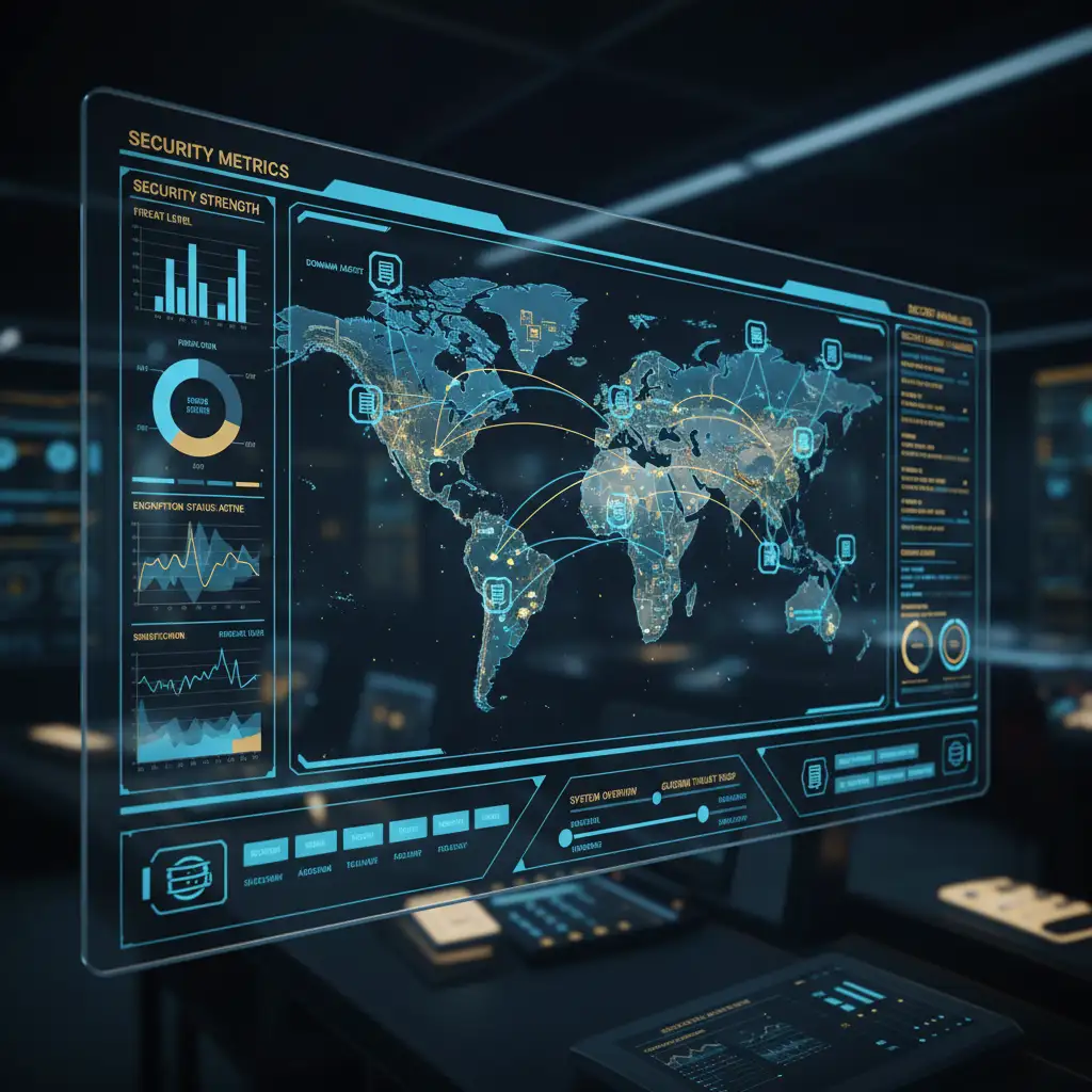 Corporate domain management dashboard interface showing global assets