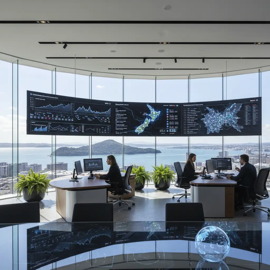 Modern NZ domain brokerage office in Auckland