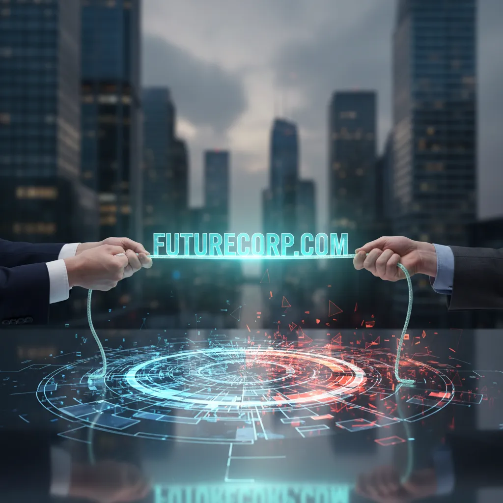 Illustration of a domain name dispute tug-of-war