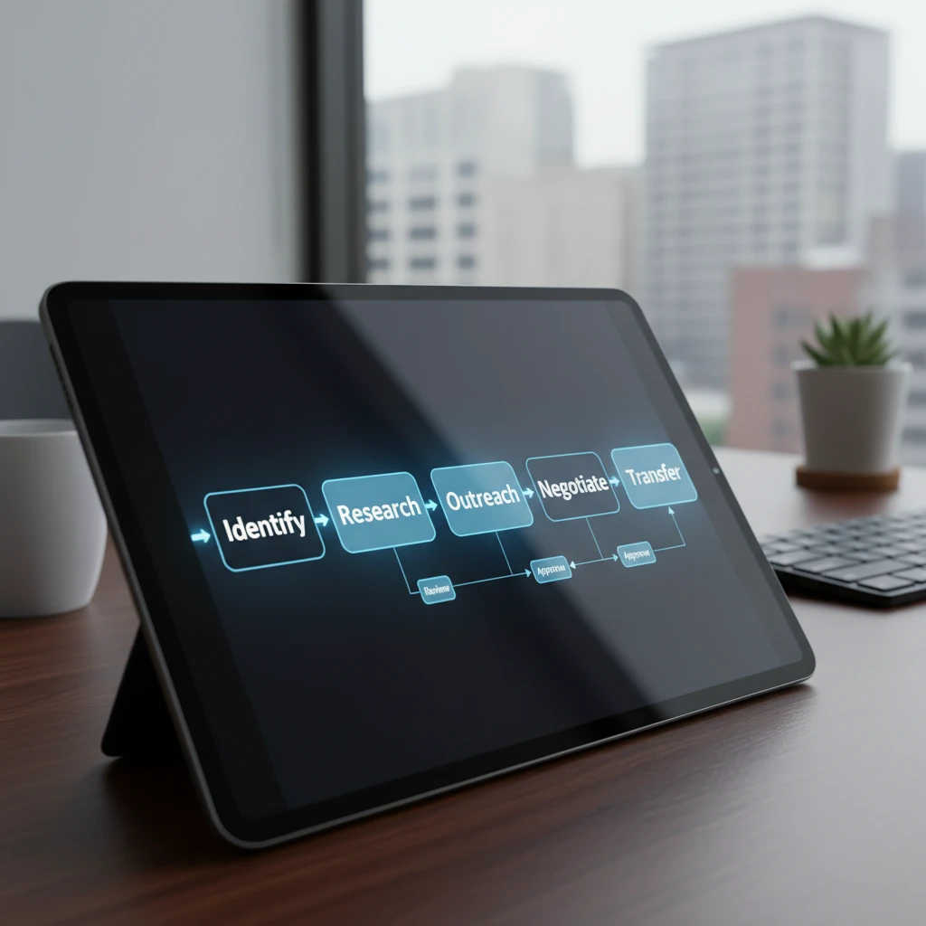 Domain acquisition process workflow diagram