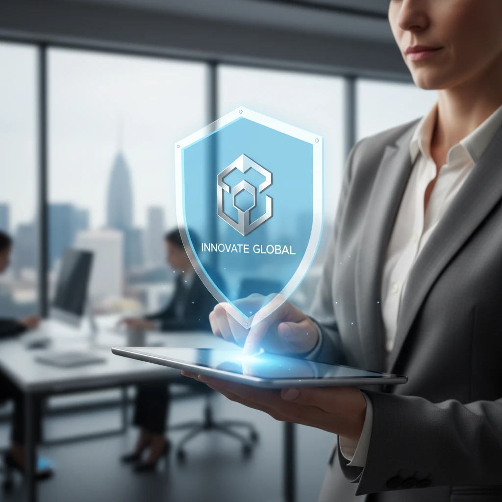 Business owner securing digital identity with advanced software