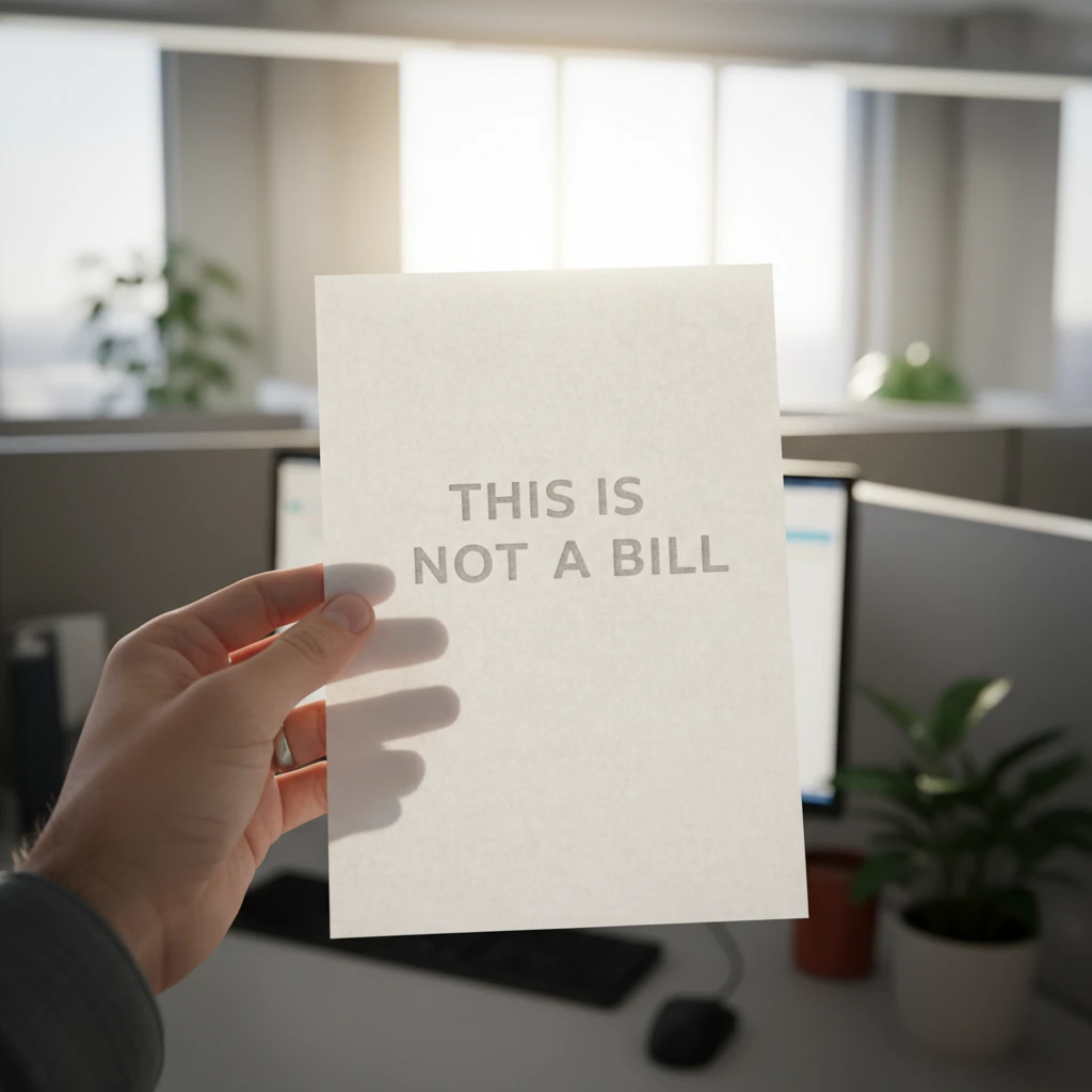 Revealing the fine print disclaimer on a fake domain invoice