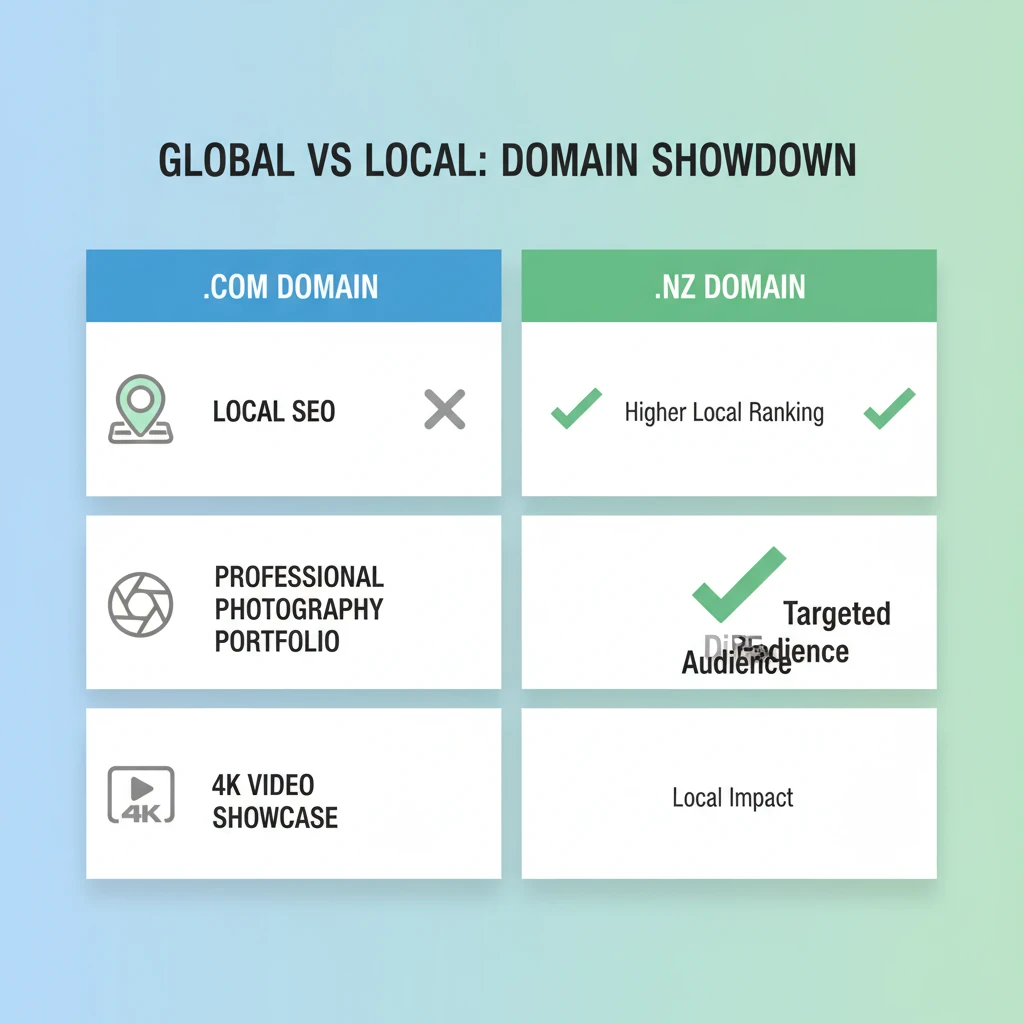 Comparison of .com vs .nz for local SEO