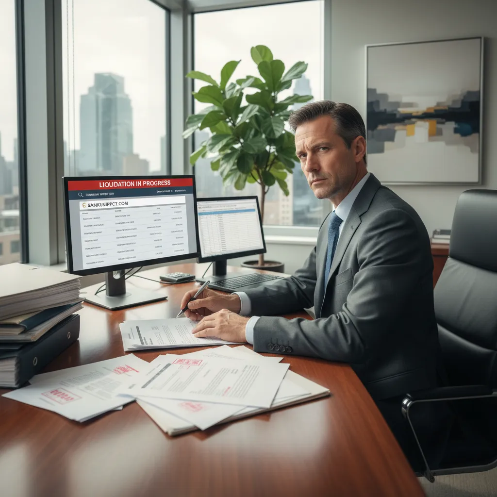 Liquidator reviewing domain recovery documents