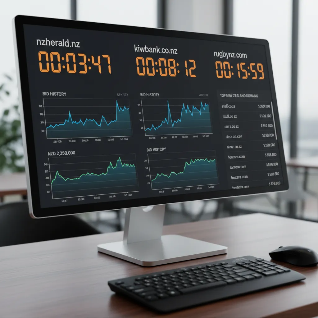 Real-time domain auction dashboard for expired .nz domains