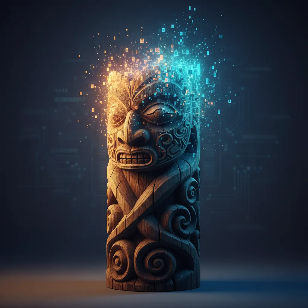 Maori carving merging with digital technology