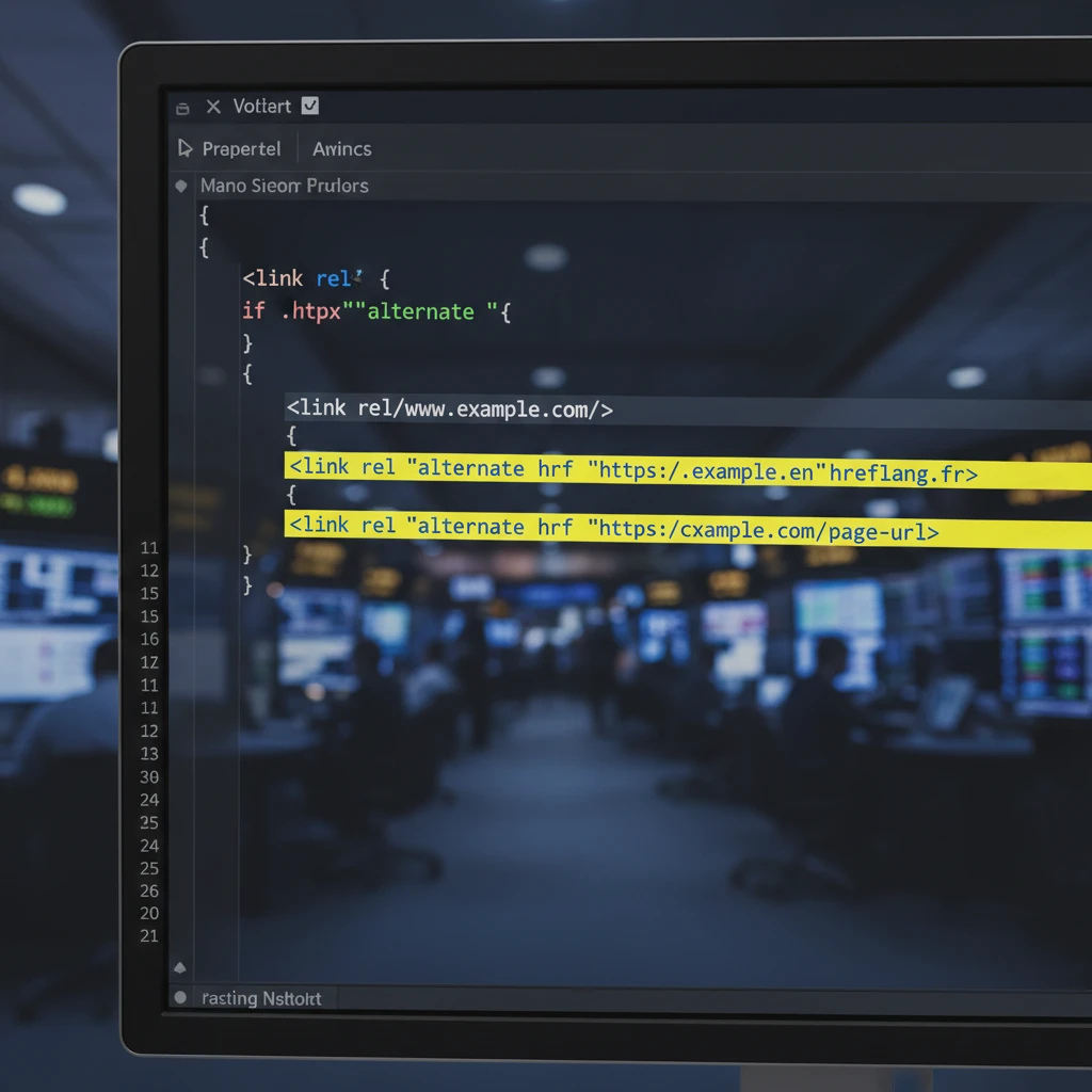 HTML code showing hreflang and canonical tags for SEO optimization