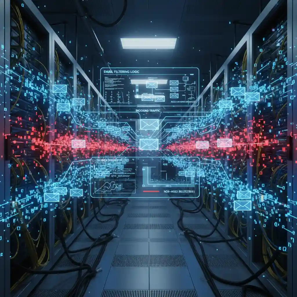 Data packets moving through a server filter