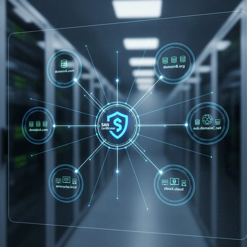 Multi-domain SAN certificate network diagram