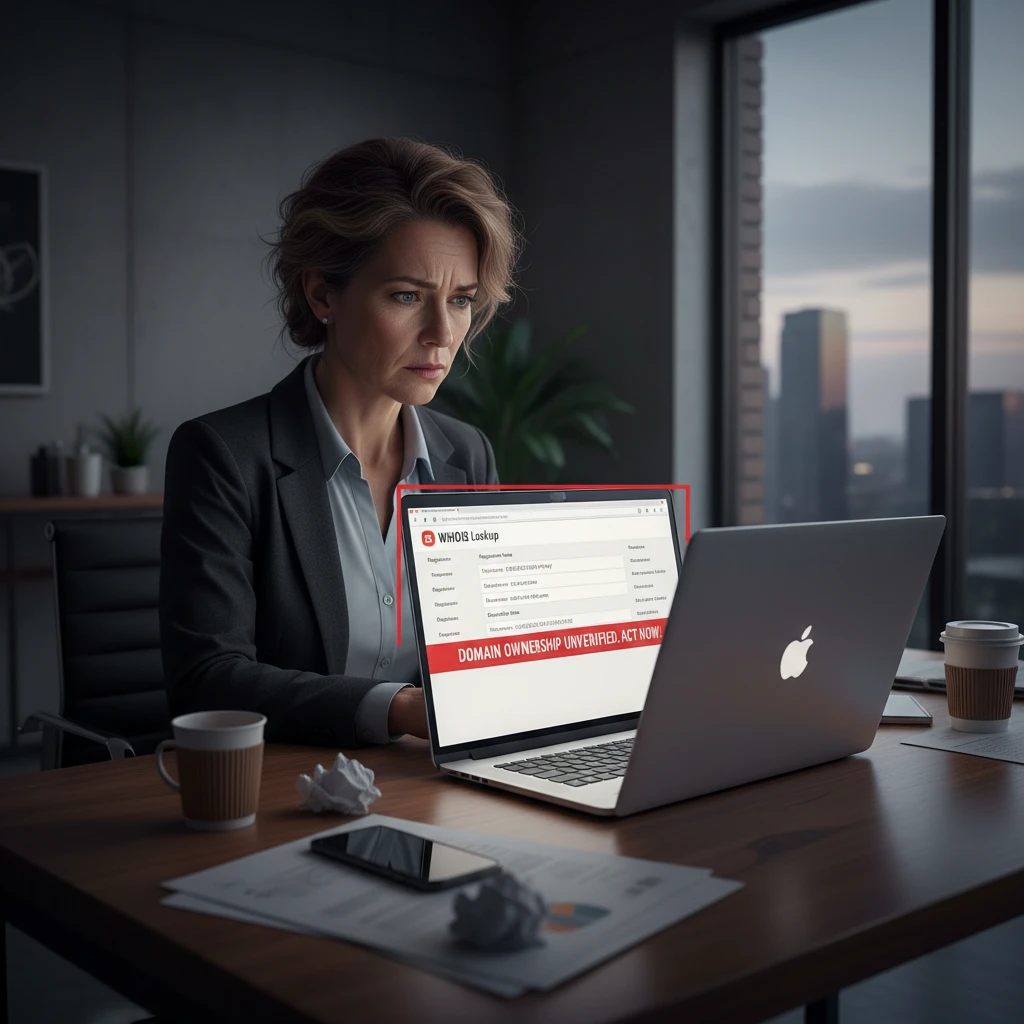 Business owner auditing domain registrant details