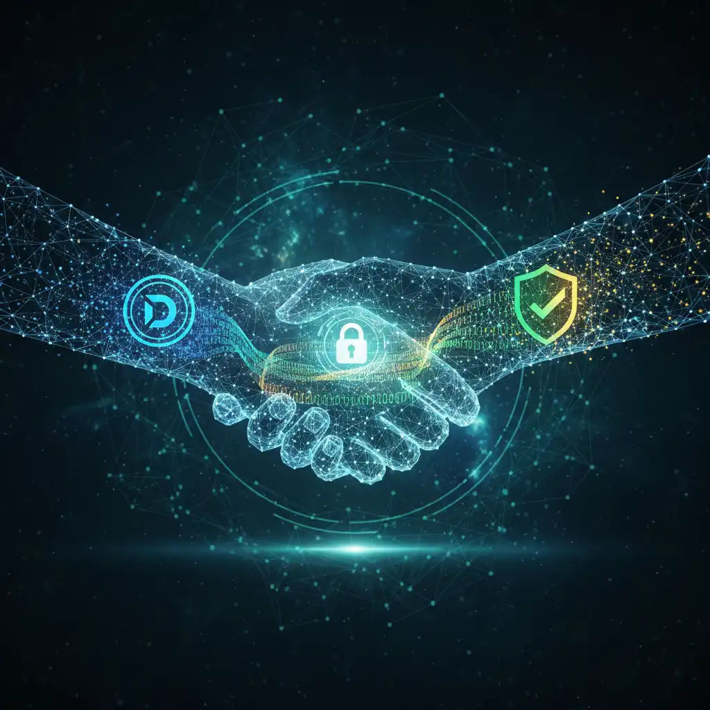 Digital handshake representing a successful domain negotiation