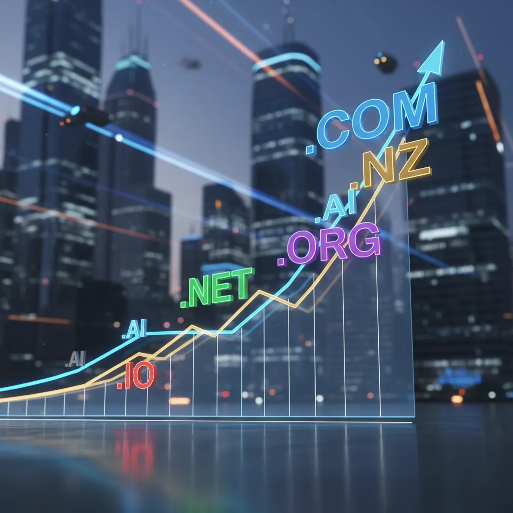 Predictive analytics graph showing future domain value growth