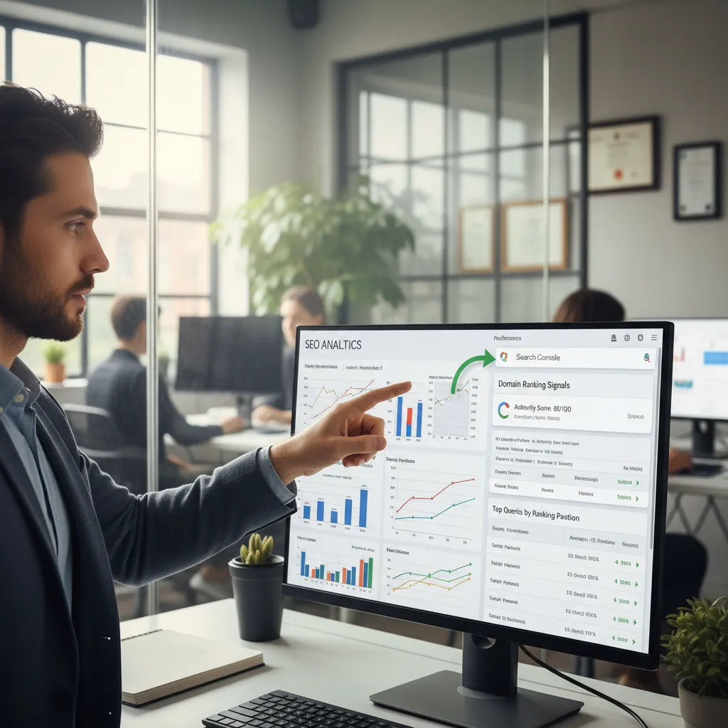 SEO analytics dashboard showing domain ranking performance