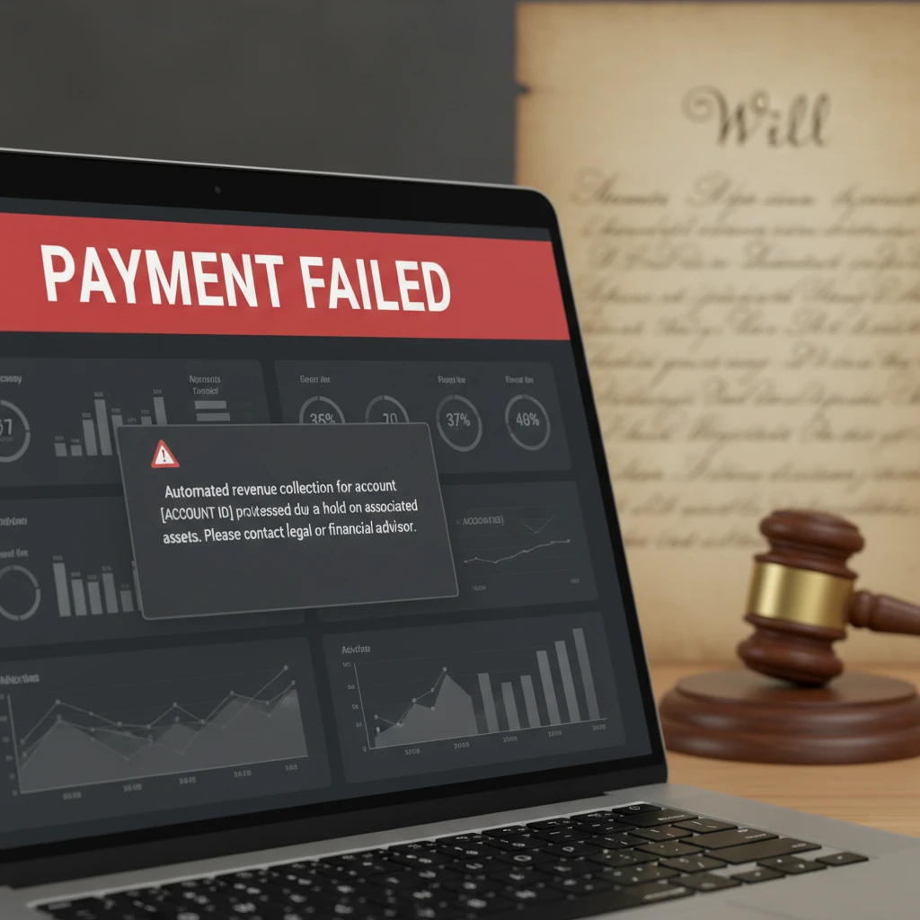 Payment failure notification during probate process