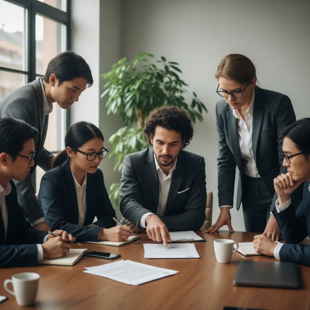 Team reviewing cultural compliance documents