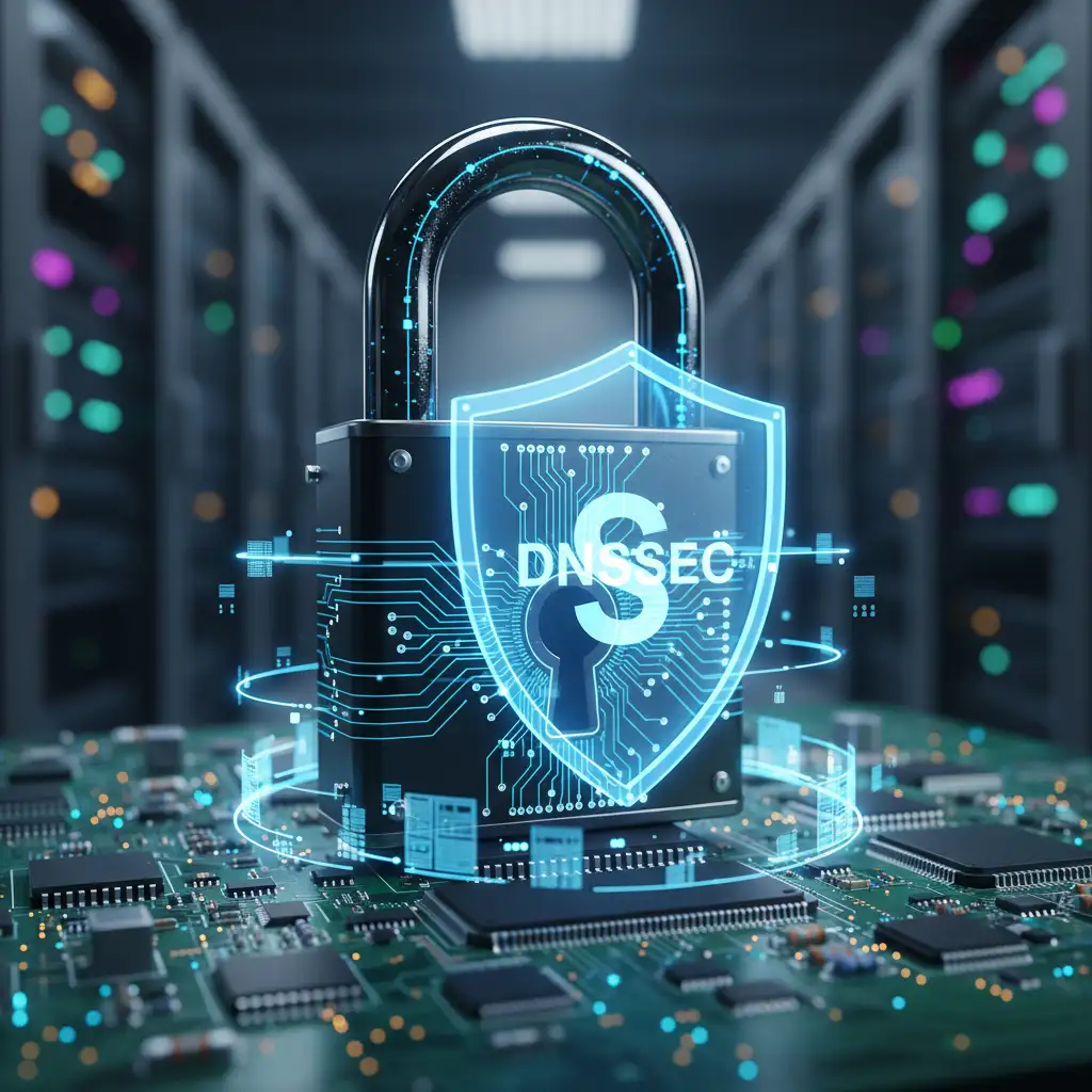 Cyber security lock representing DNSSEC protection