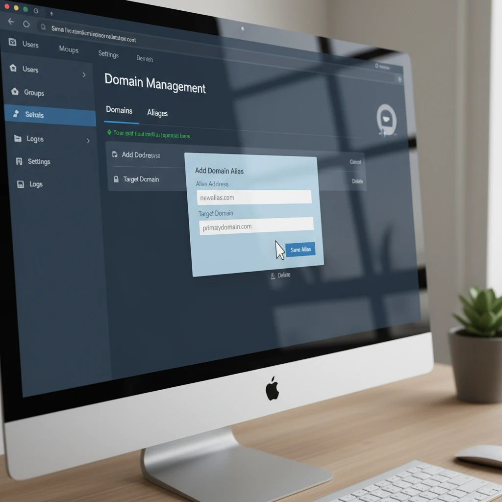 Configuring email aliases in admin panel