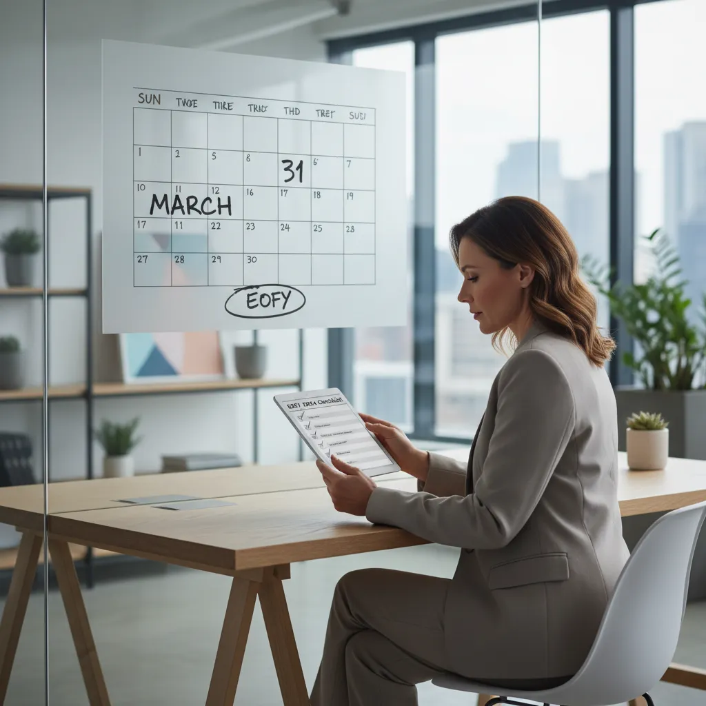 Business owner performing end of financial year asset audit