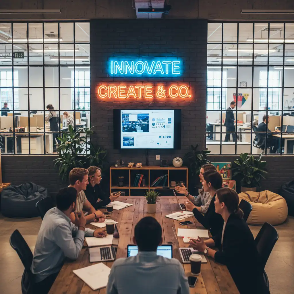 Creative startup environment utilizing modern branding