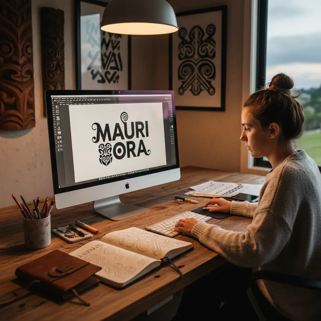 Designing a logo with Maori typography and symbolism