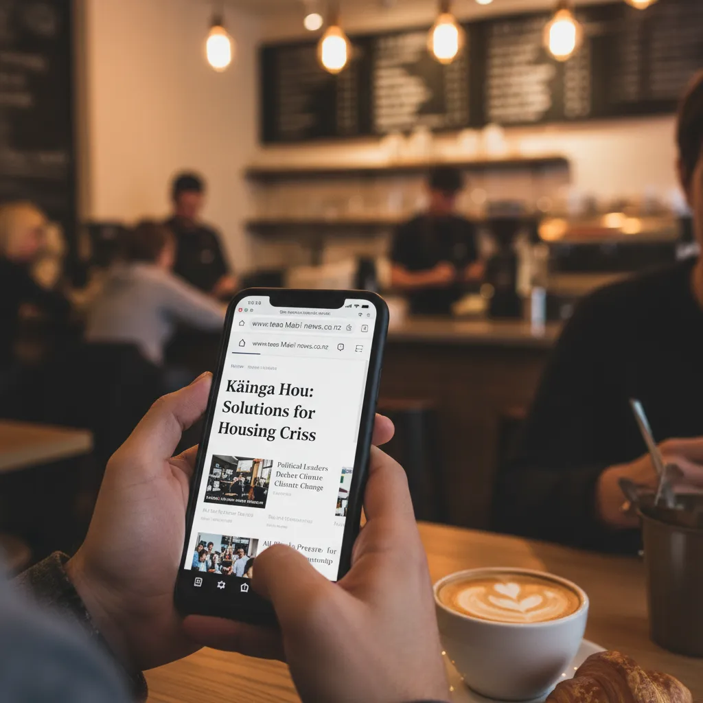 Smartphone showing a news site with IDN URL