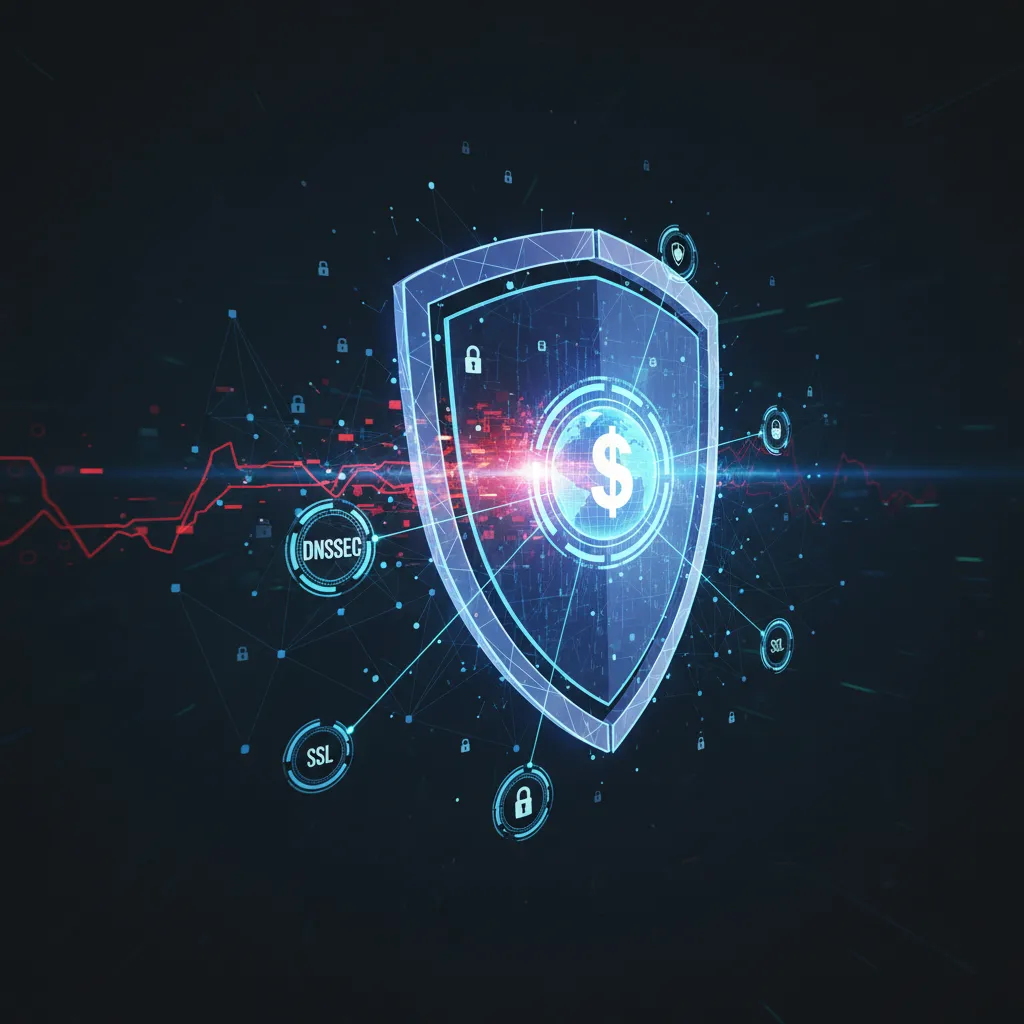 Cybersecurity shield protecting DNS network