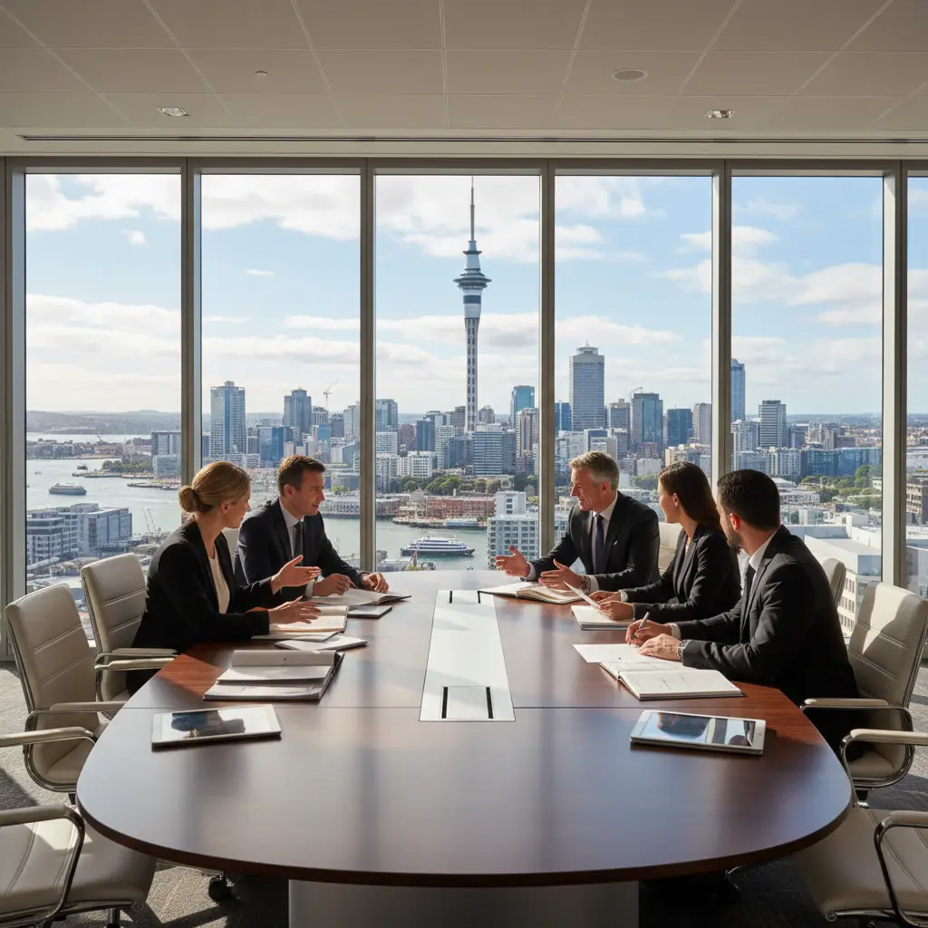 New Zealand corporate boardroom meeting