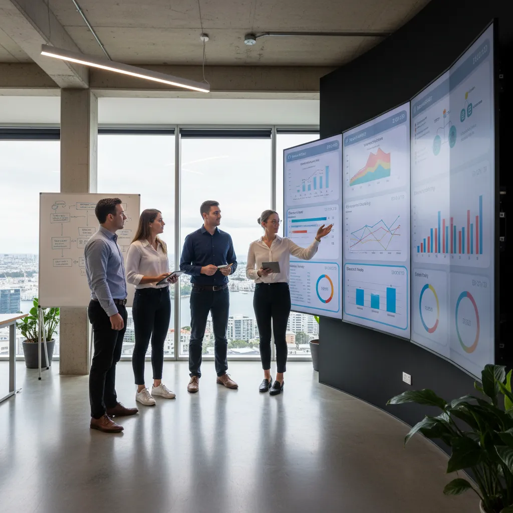 Digital strategy team analyzing domain data