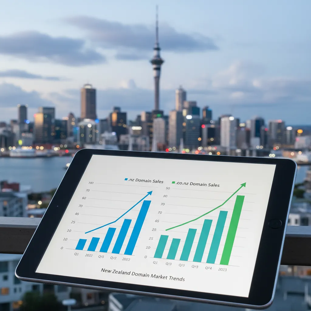 Graph showing rising trend of .nz domain sales in Auckland