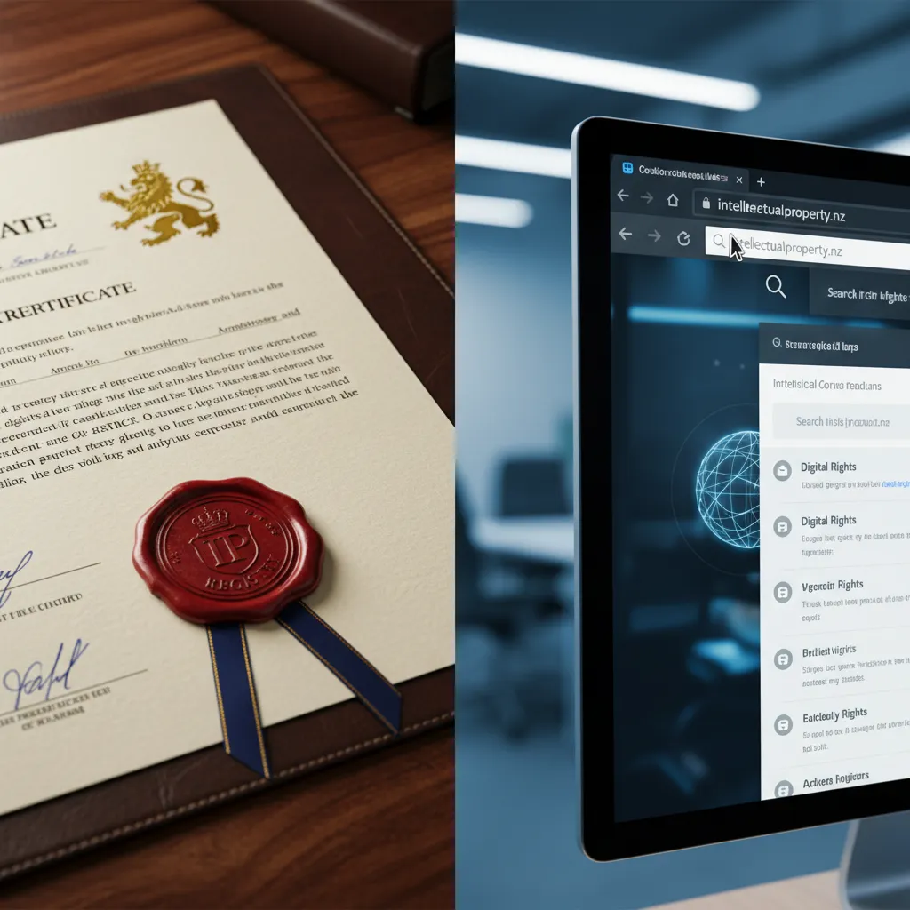 Comparison of trademark certificate and domain name browser bar
