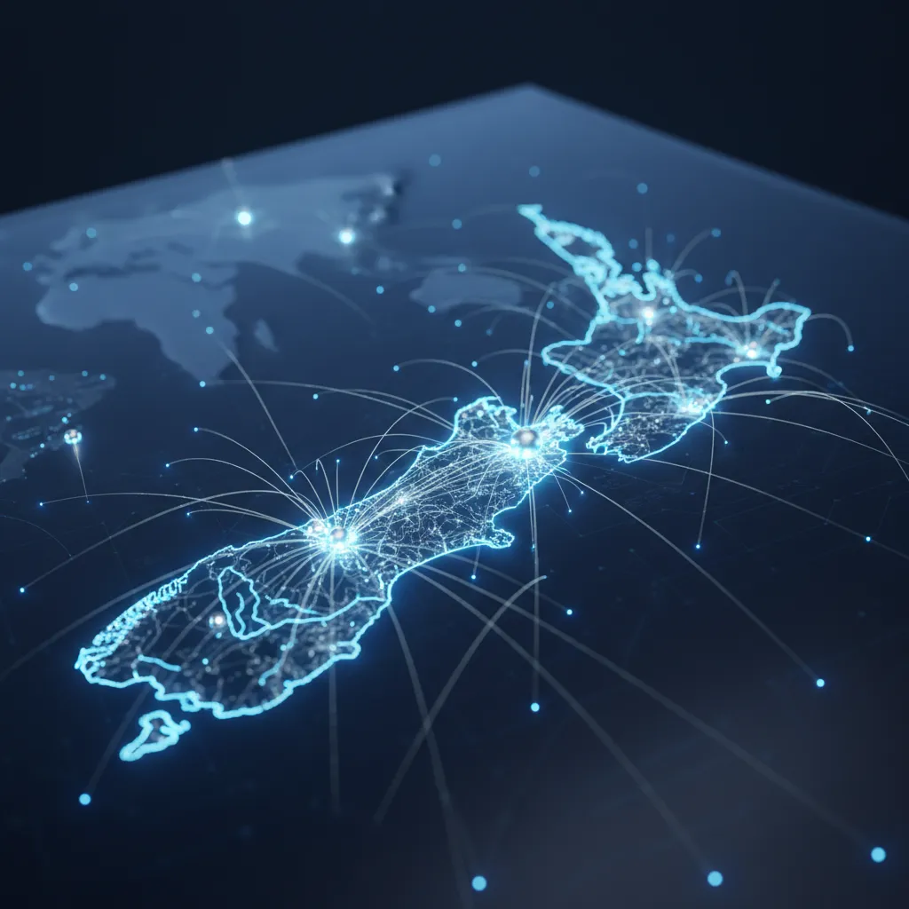 Digital map of New Zealand illustrating SEO geotargeting signals