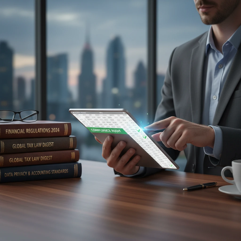Business person analyzing digital asset tax compliance
