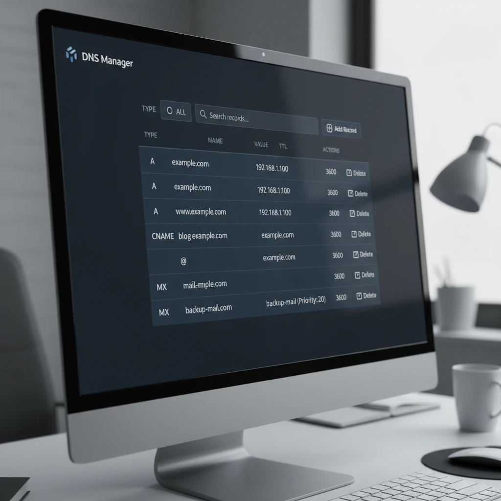 DNS Management Dashboard Interface