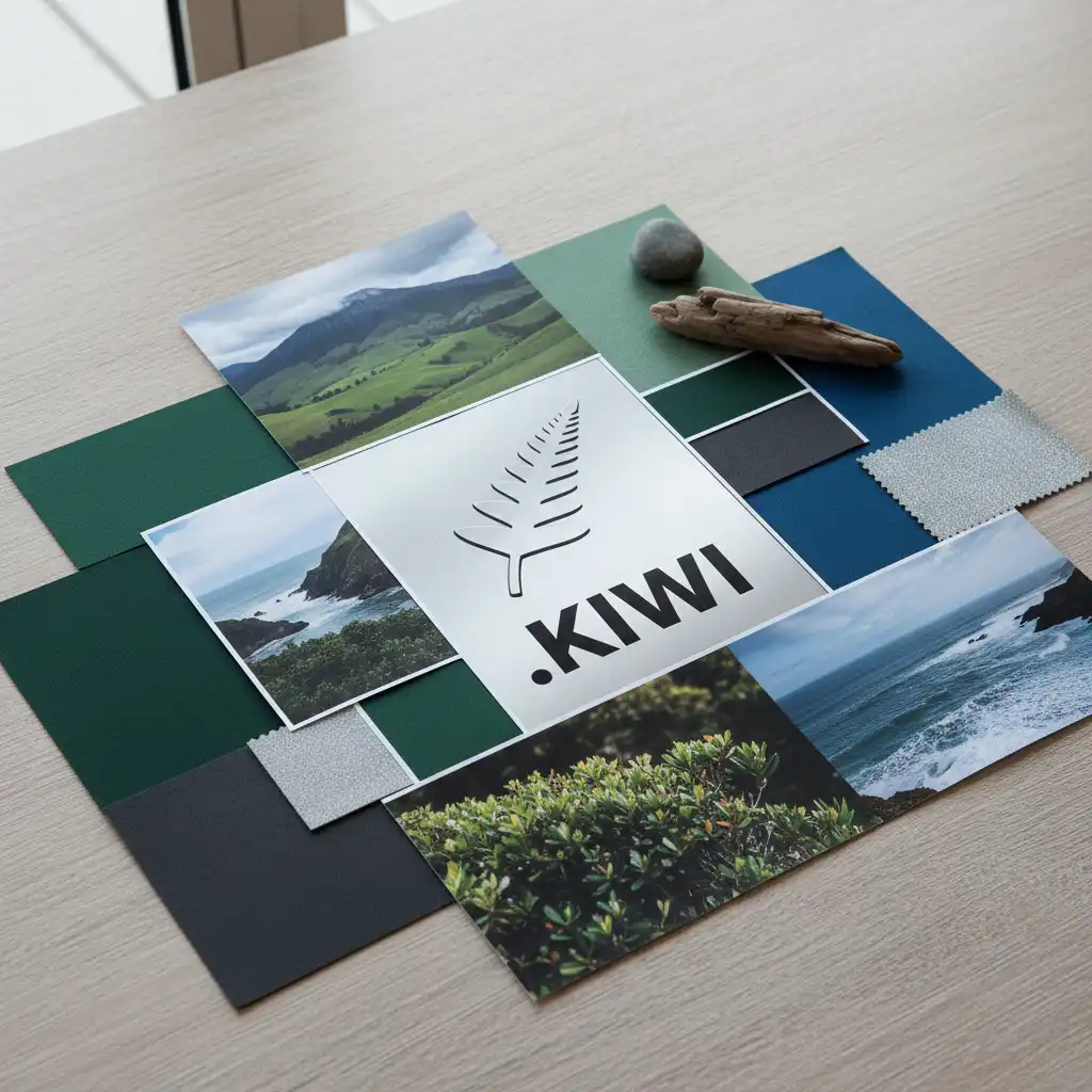 Branding mood board emphasizing New Zealand national identity
