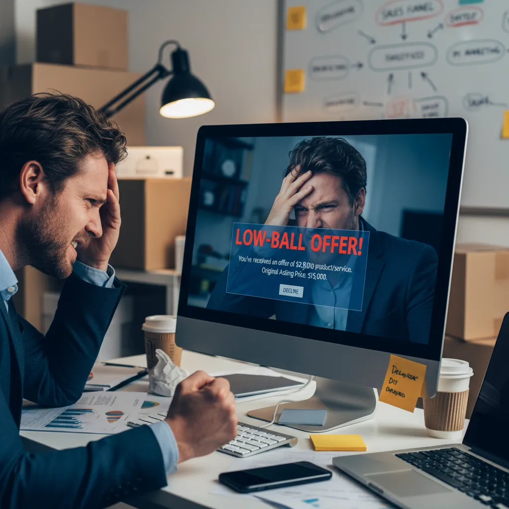 Risks of low-ball offers and lack of vetting in DIY domain sales