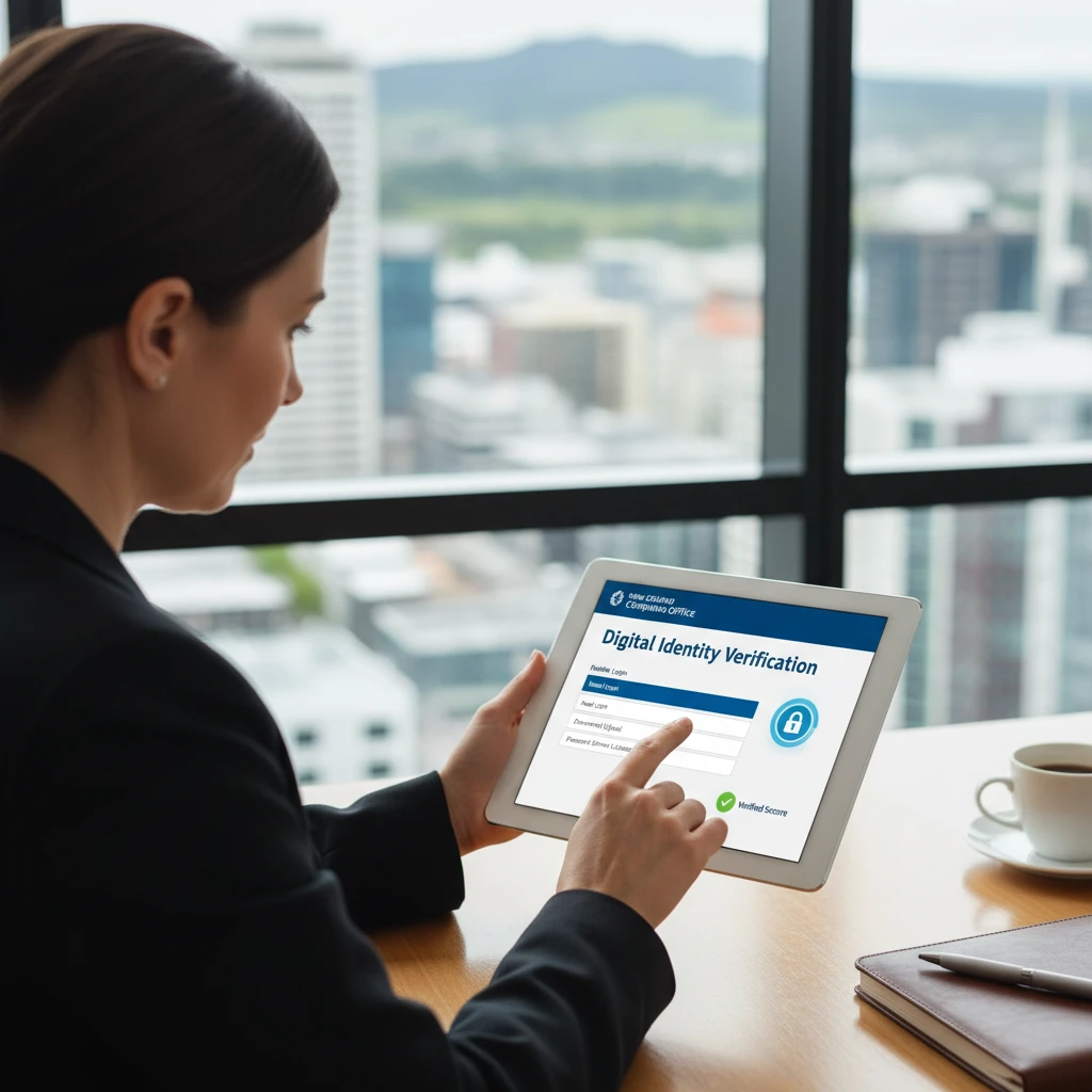 New Zealand Companies Office RealMe login screen concept