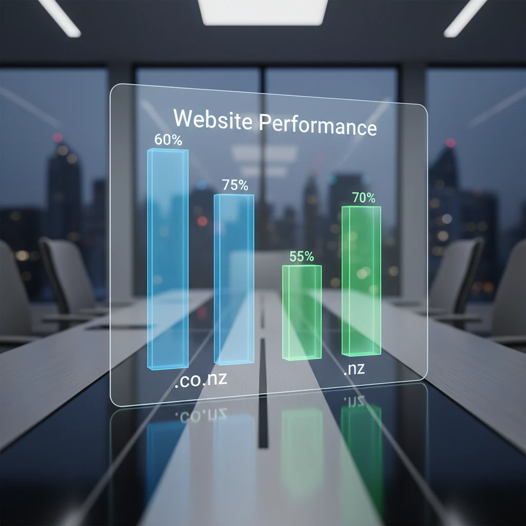Chart comparing the market value performance of .co.nz versus .nz domains