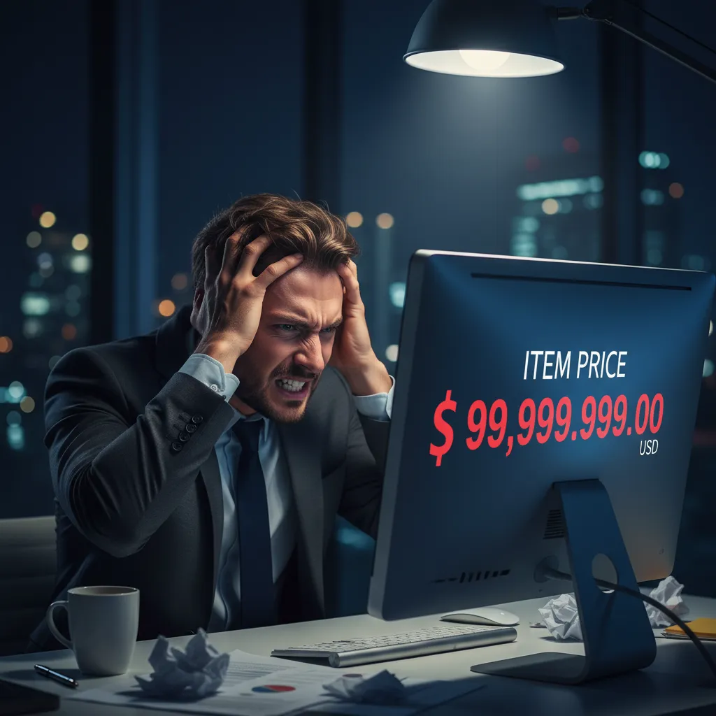 Businessman analyzing pricing mistakes on domain listings