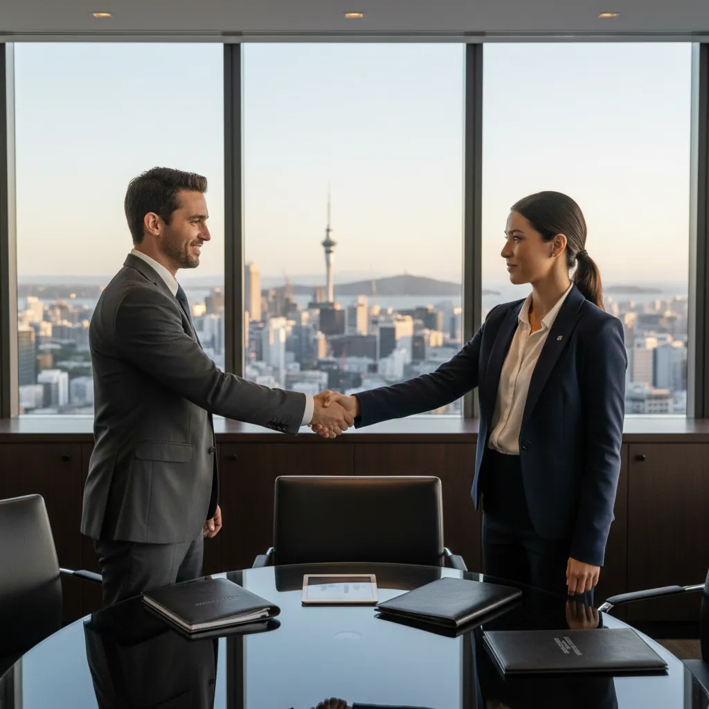 Private negotiation handshake in a corporate setting