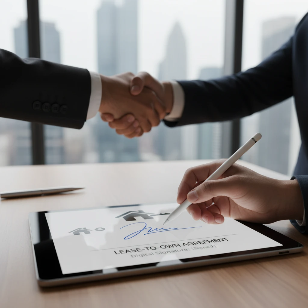 Lease to own digital contract agreement concept