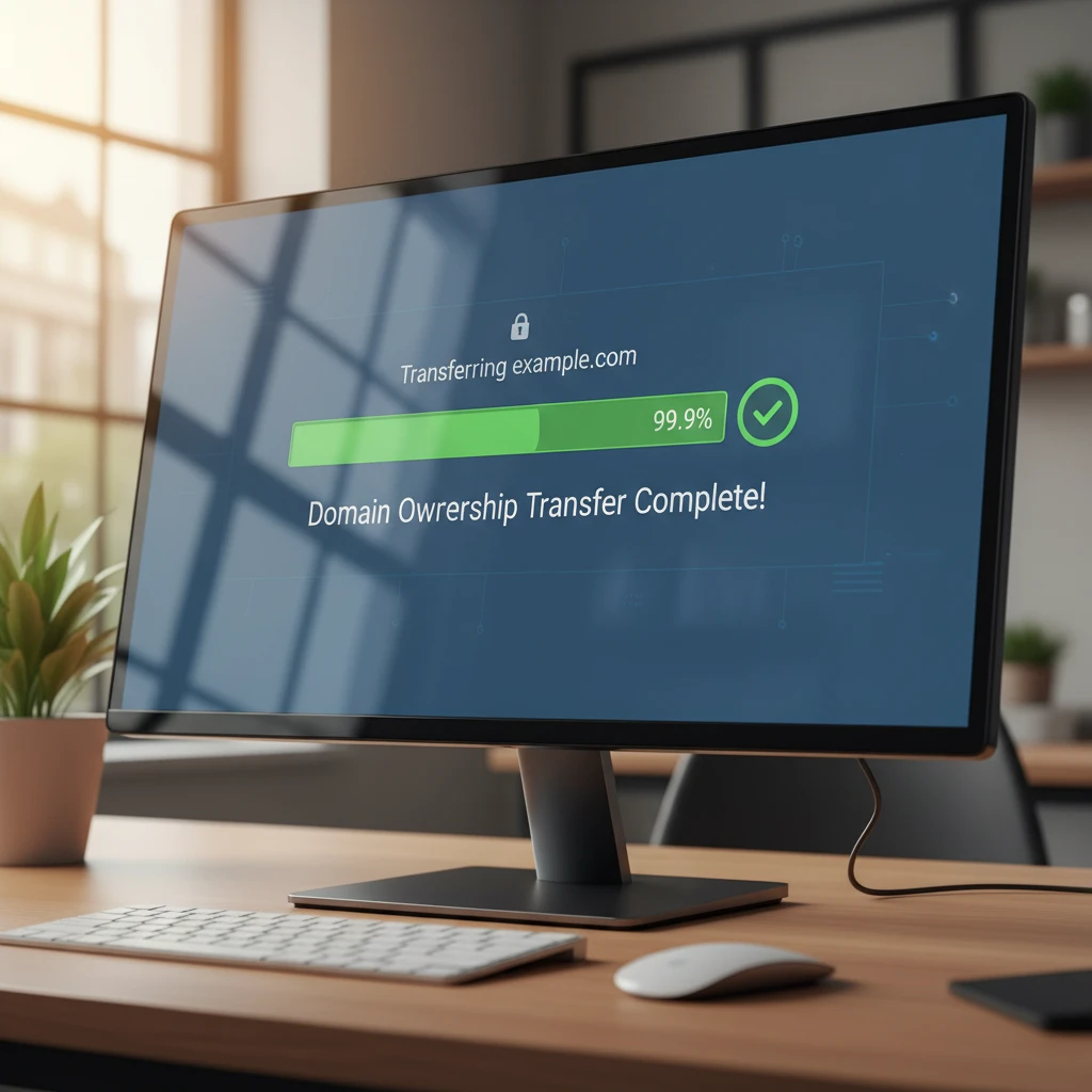 Progress bar showing successful domain transfer completion