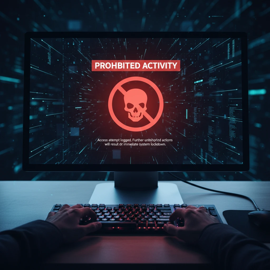 Prohibited domain activities warning