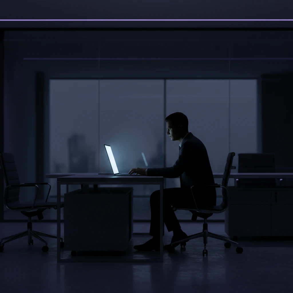 Anonymous business person negotiating a deal on a laptop