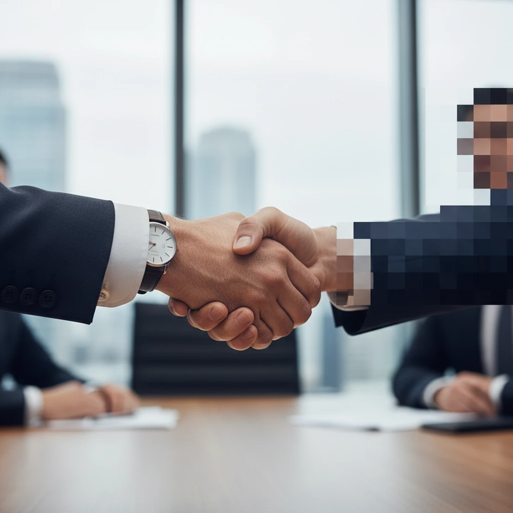 Anonymous business deal handshake