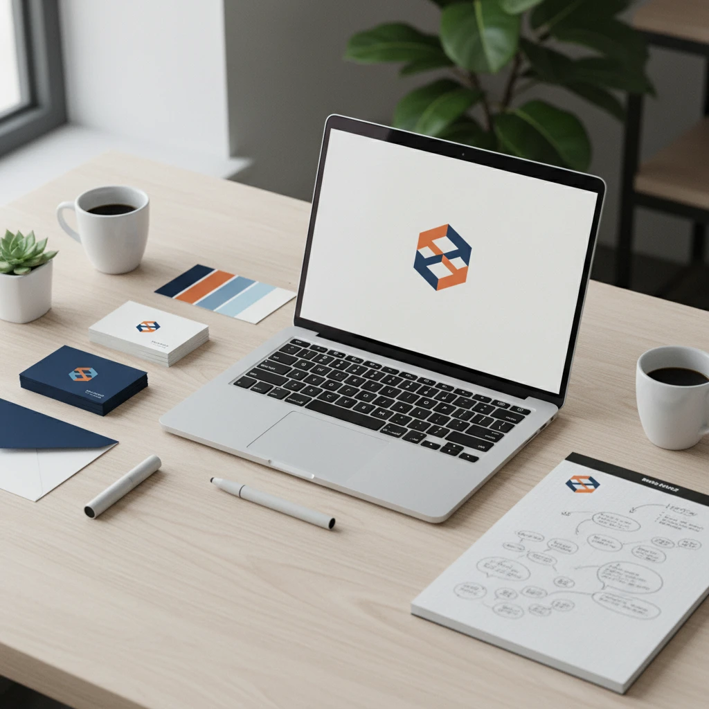 Complete brand package with digital and physical assets