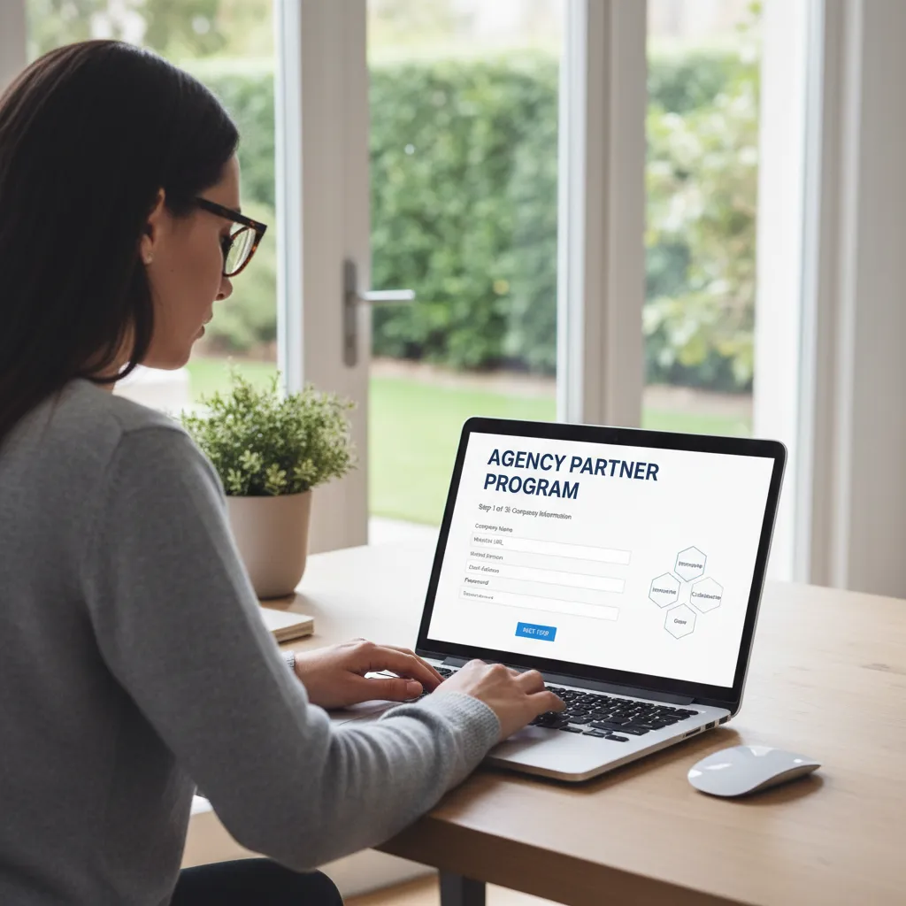Web designer completing the agency referral registration process