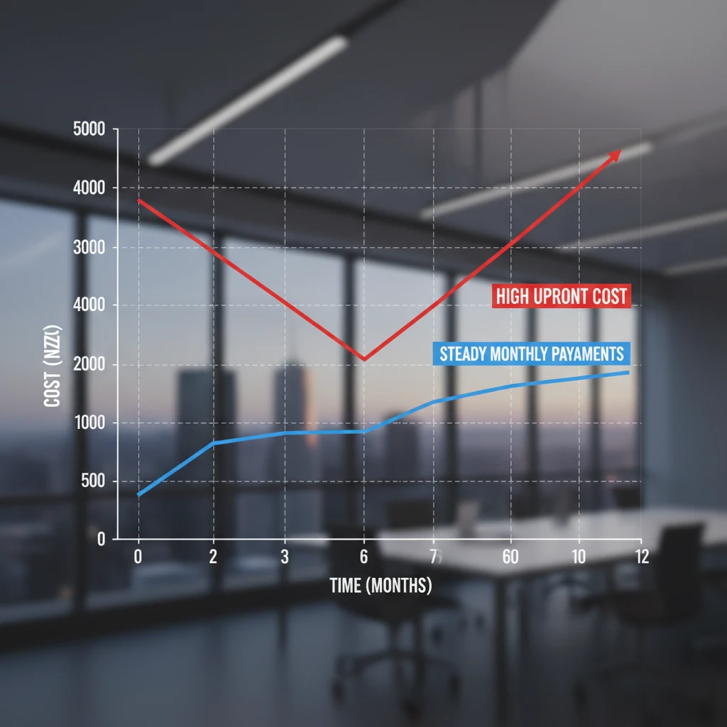 Financial comparison graph of OpEx vs CapEx for domain acquisition